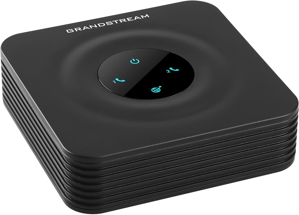 Adaptador de teléfono analógico de 2 puertos para teléfono y dispositivo VoIP, color negro