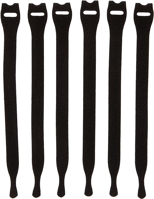 Velcro Marca Correas reutilizables 12mm x 20cm x 6 Negro