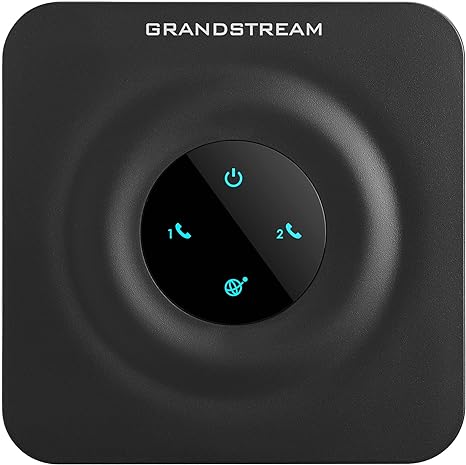 Adaptador de teléfono analógico de 2 puertos para teléfono y dispositivo VoIP, color negro