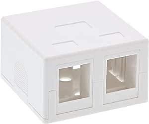 nLine 76202B Caja de conexiones de superficie para 2 enchufes Keystone RJ45, color blanco