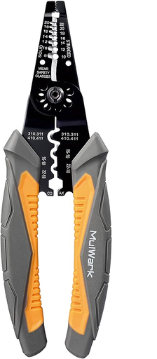 MulWark Herramienta de pelado de cables eléctricos multiusos de 8 pulgadas (22 AWG - 8 AWG), pelacas, cortadoras, engarzadoras y alicates aislados con cortador, la mejor herramienta para electricistas profesionales